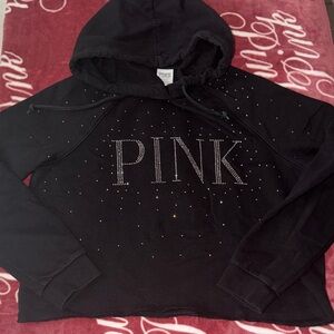 PINK Victoria's Secret Black Hoodie with Sparkling Accents